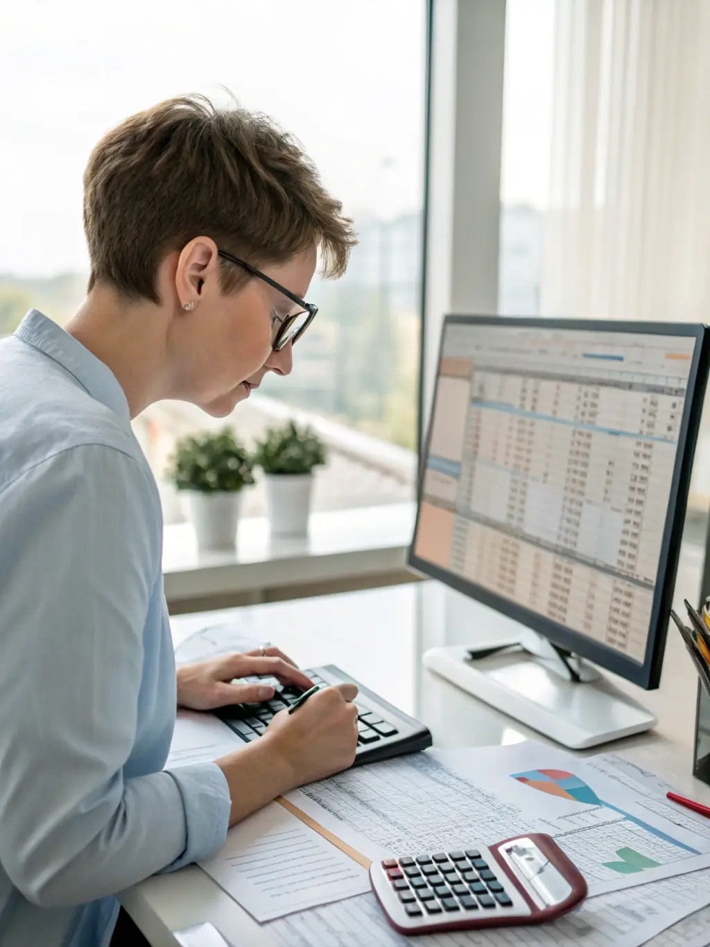 A professional meticulously reviewing financial documents in a well-lit office, symbolizing investment analysis for yinspace.fun.