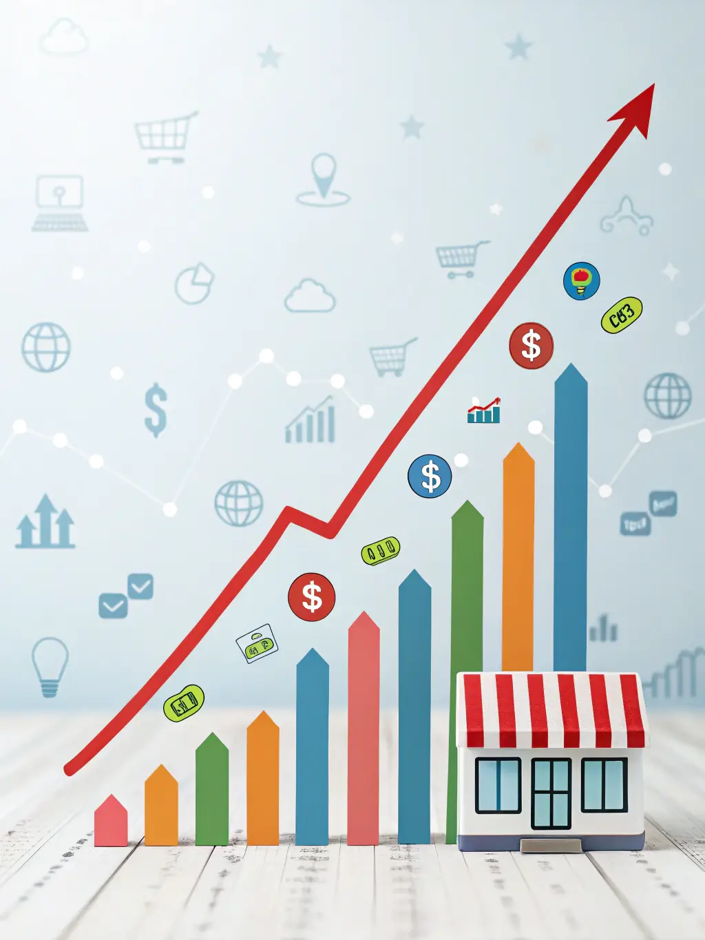 A graph showing upward trends in business metrics, representing business audit returns for yinspace.fun clients.